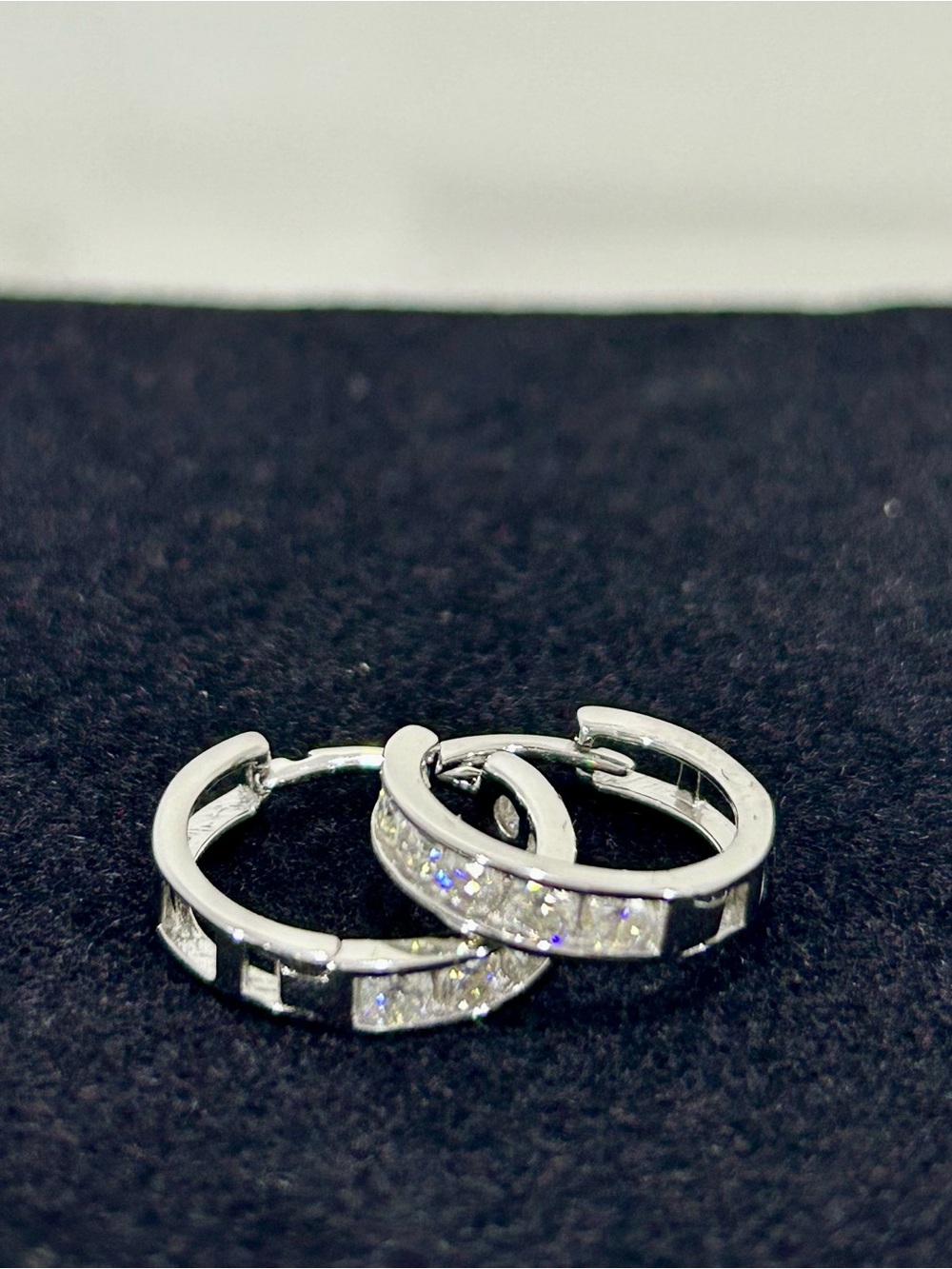 925 Sterling Silver Moissanite Hoop Earrings 0.58 CTW VVS D Mini Huggie Hoops